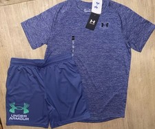 Under Armour UA Tech 2.0 SS T Shirt  UA Tech Logo Shorts Set Boys  XL Starlight