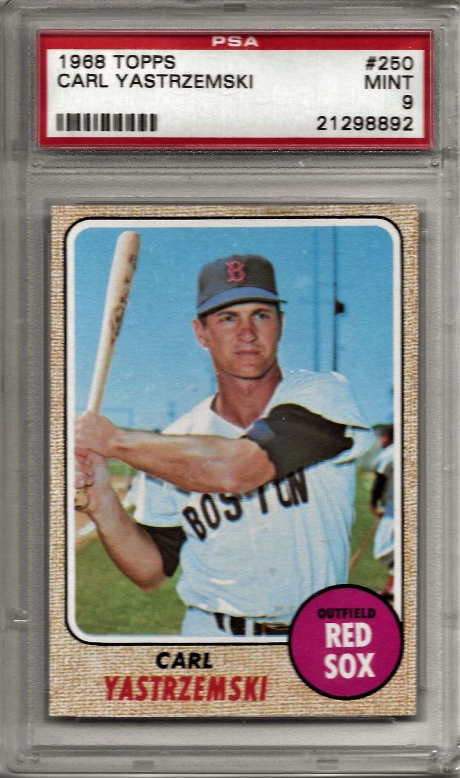 1968 Topps #250 Carl Yastrzemski PSA 9 Mint Red Sox HOF