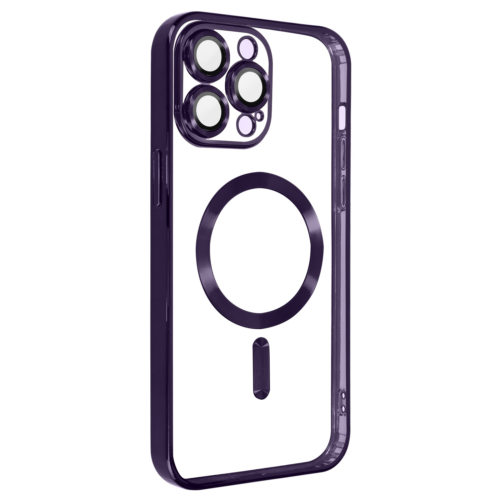 Coque iPhone 13 Pro Max violette silicone rigide protection chrome