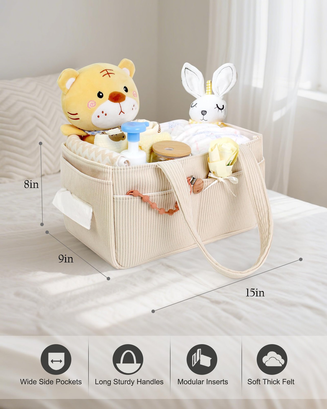 Diaper Caddy,Diaper Caddy Organizer, Stylish Storage Basket for Newborn Essen...