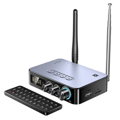 Bluetooth 5.1 Audio Sender Empfänger AUX FM Radio TF Card USB DAC Fernbedienung