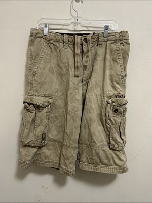 Ecko UNLTD Cargo Shorts Mens Size 34 Brown Baggy Multi Pockets Draw Strings