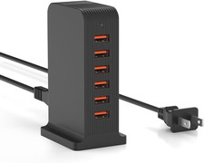 VPSUN USB Charger 6 Port 50W Multi USB Tower Charging Station for Multiple