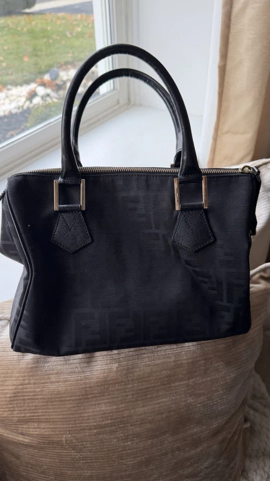 Vintage Fendi Top Handle Satchel Bag Black - Image 2 of 4