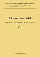 Editionen In Der Kritik 8 Editionswissenschaftliches Rezensionsorgan Alfred Noe