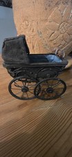 Vintage Wrought Iron Doll Baby Carriage/Victorian Style Pram with Canopy