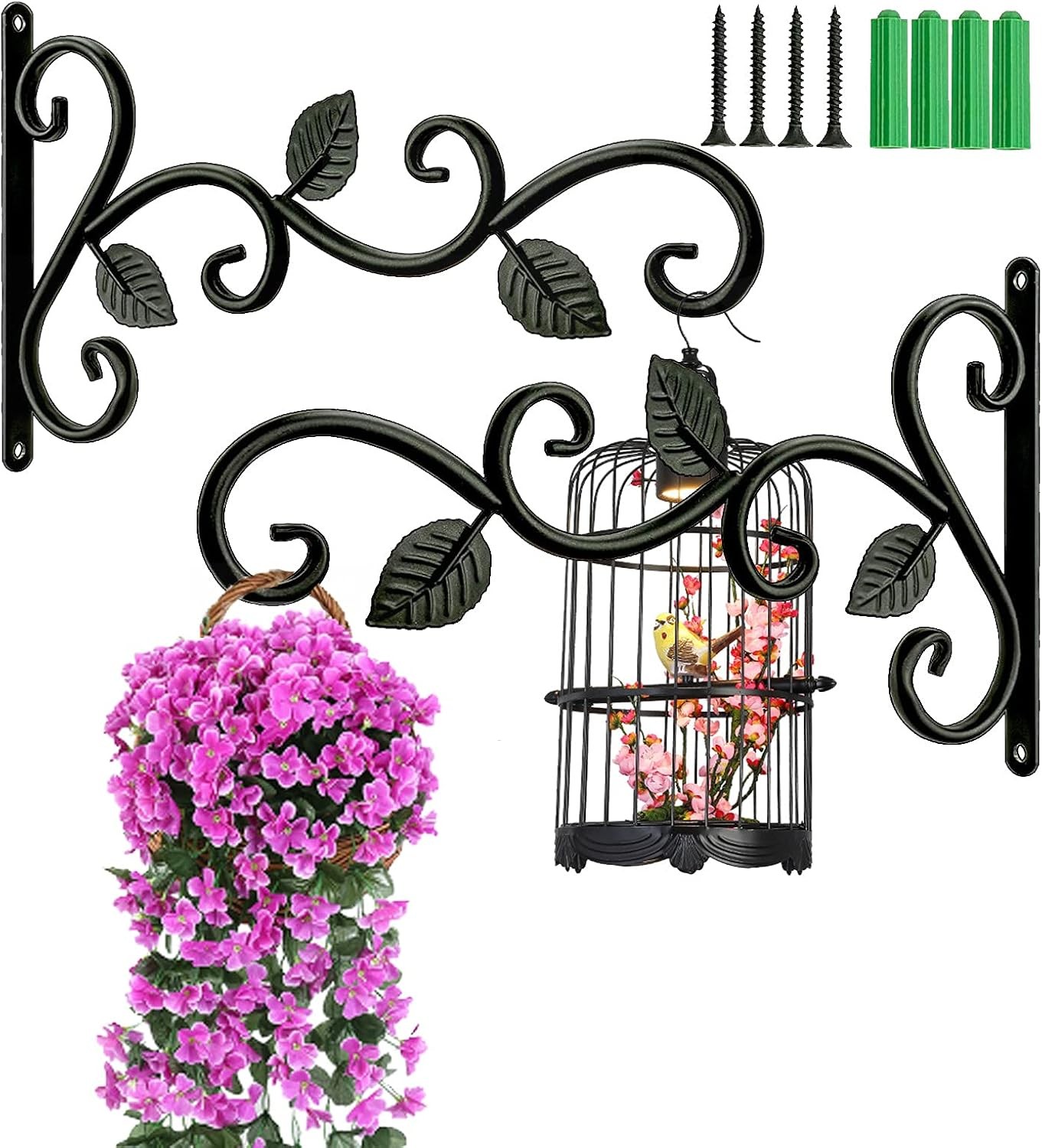 Iron Plant Hanger, 2 Pcs Hanging Basket Brackets Plant Hooks Hanging Brackets H