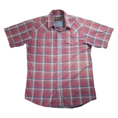 Wrangler Retro Medium Men's Plaid Multicolored Snap Short Sleeve Button-Up Shirt