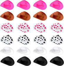 24 Pcs Plastic Mini Cowboy Cowgirl Hats, Little Miniature Western Hats for Gifts