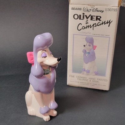 Vtg 1988 Walt Disney Oliver and Co Georgette Dog Coin Bank Porcelain Figurine PA