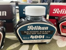 Vtg Pelikan 4001 Blu Black rare color Fountain Pen Ink 2.0 Fl. Oz. Germany