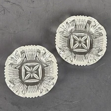 Set 2 MCM 4" Clear Glass Cigarette or Cigar Ashtrays