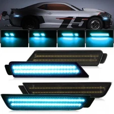 Blue LED Side Marker Lights Front Rear for Chevy Camaro LS LT SS ZL1 2010-2015
