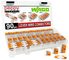WAGO 221 Lever Nuts 90Pc Compact Splicing Wire Connector Assortment with Case...
