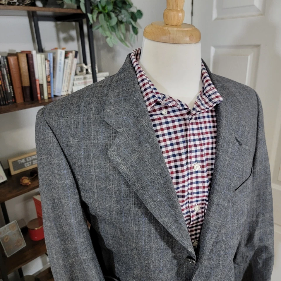 De Colección Savile Row Platinum ST. Louis Hombre Abrigo Deportivo Chaqueta Tres Botones Cuadros 45R Foto 4 de 4