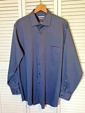 Van Heusen Men's Large Long Sleeve Stretch Shirt Flex Collar Regular Fit in Gray