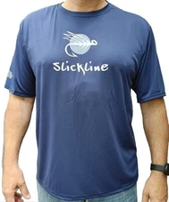SLICKLINE Men's Quick Dry Moisture Wicking Cool Short Sleeve Fishing T-Shirt NEW
