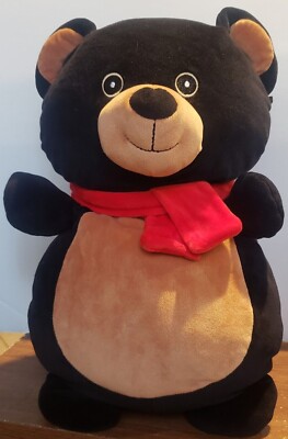 Squishmallows Hug Mees Black Brown Bear 14'' Red Scarf Great Gift