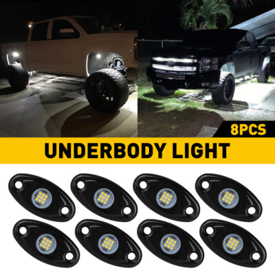 White 8 Pods Rock Underbody Lights for JEEP Offroad Truck ATV UTV Boat