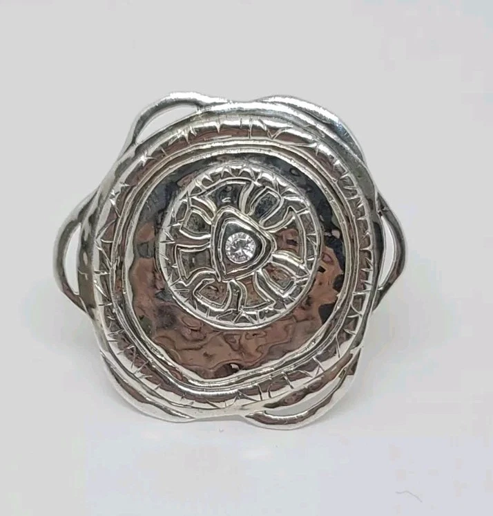 Silpada Legacy Sterling Silver 925 Shield CZ accent Ring Size 5.5 - Image 2 of 4