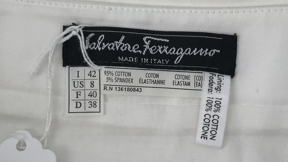 Falda Salvatore Ferragamo blanca en capas con parte inferior plisada talla 8 Foto 4 de 4
