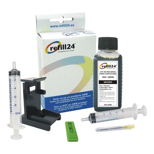 Kit Recarga para Cartuchos HP 305/305XL Negro - 100ml tinta + accesorios |  eBay