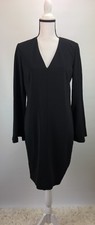 Classiques Entier Shift Dress Crepe Bell Sleeve Chic V-Neck Size 8 (H589)
