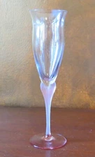 Mikasa Sea Mist Coral Pink Frosted Stem 9 3/8” Fluted Champagne Goblet(s)