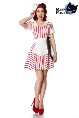 Retro Kellnerin Diner Waitress Kostüm Kellner American Diner Bedienung Größe L
