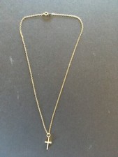 RARE B. A. BALLOU  CO 14k SOLID GOLD CROSS PENDANT W/15" CHAIN SHIPS FAST 