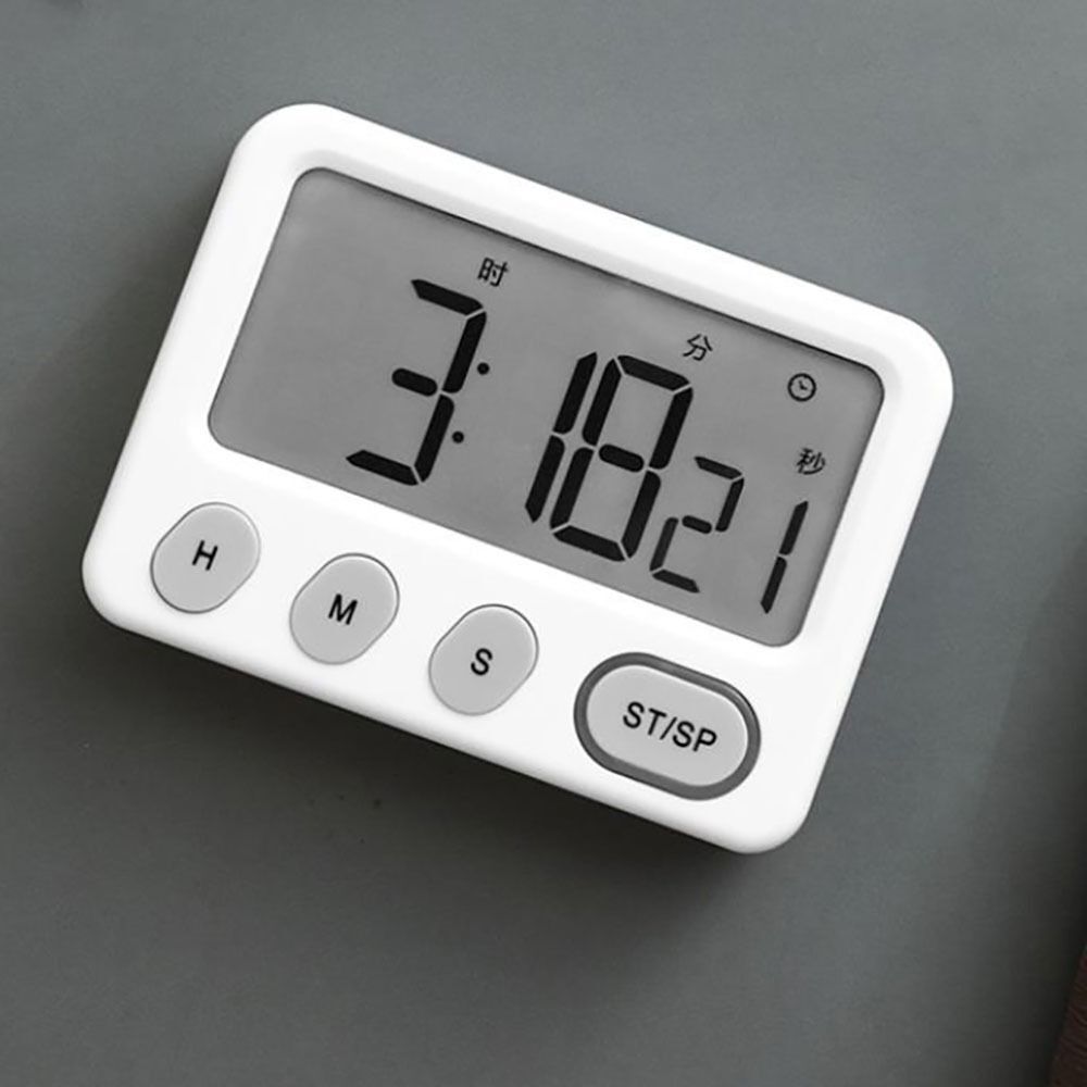 White Alarm Clock Energy Saving Stopwatch Chronometer Multiple