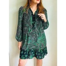 Michael Michael Kors Green Gooseberry Paisley Print Lace Up Dress      Size: S
