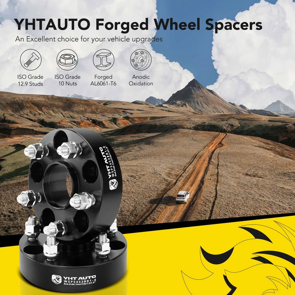 4Pcs 5x4.5" to 5x4.5" Wheel Spacers M12x1.5 64.1mm 1.5" for Honda Accord Acura - Image 2 of 4