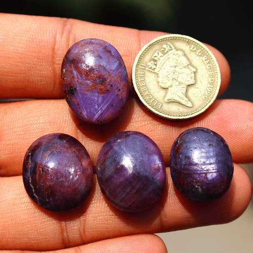 4 Pcs Natural Star Ruby Top Quality 18mm-21mm Oval Cabochon Loose Gemstones Lot - Picture 2 of 16
