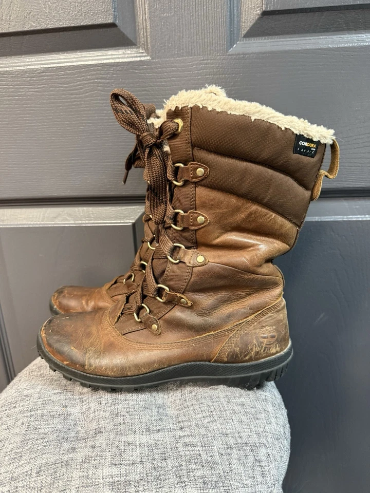 Botas Timberland Mount Hope para mujer talla 9,5 cuero marrón imitación piel con cordones invierno Foto 3 de 4