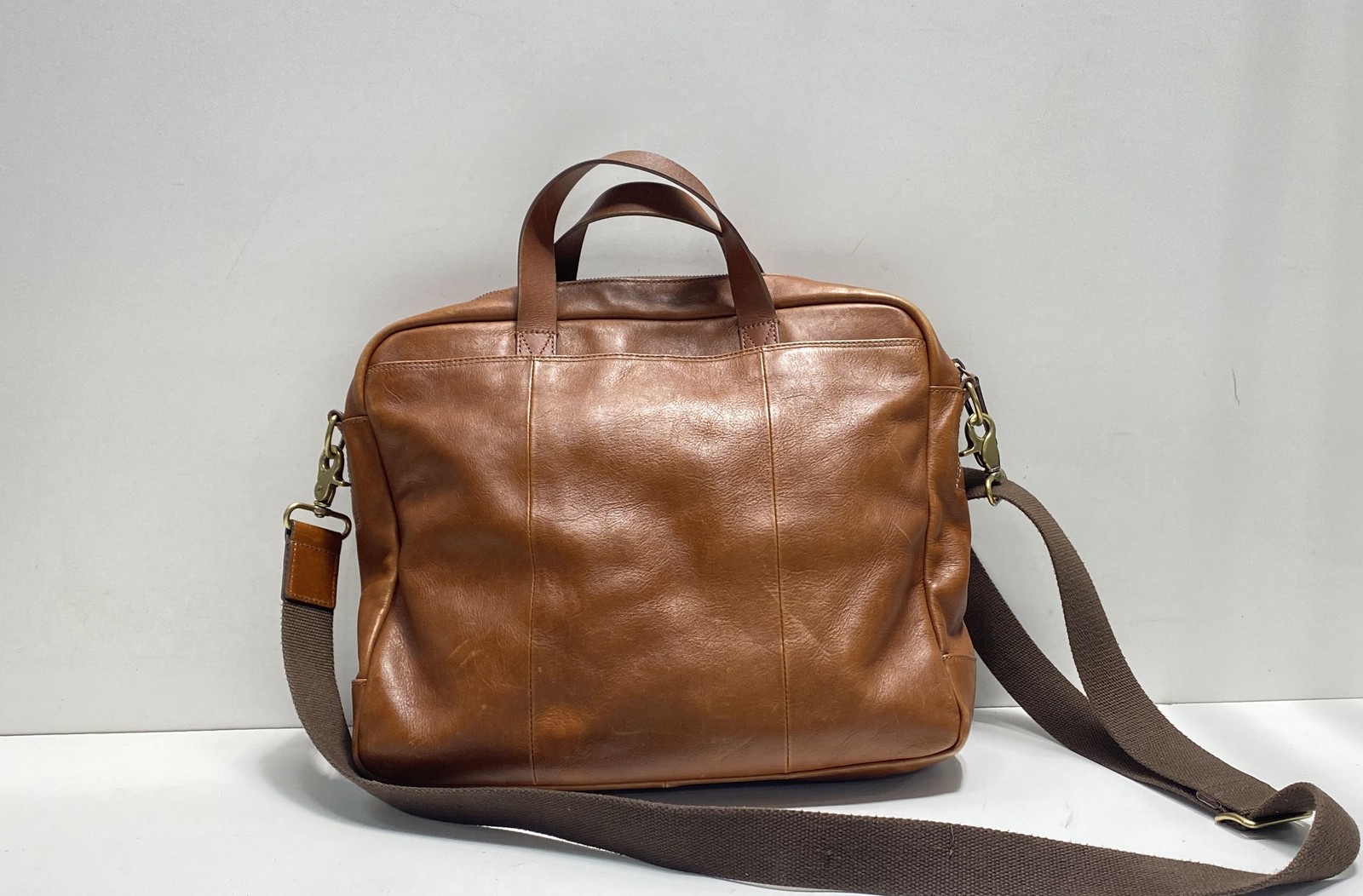 Fossil Messenger Bag Brown Solid Leather Adjustab… - image 2