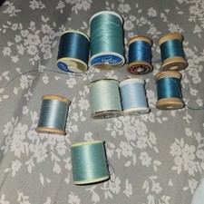 9 Vintage JP Coats  Clark, Belding Corticell, Blue Color Threads, 9 Spools