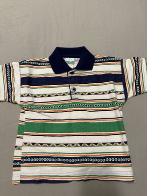 Vintage Health-tex shirt Size 5 Polo Abstract Striped Geometric 90's USA
