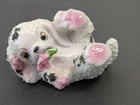 Vintage  Spaghetti Sugar Glaze Texture Dog Puppy  Pink Flowers Japan