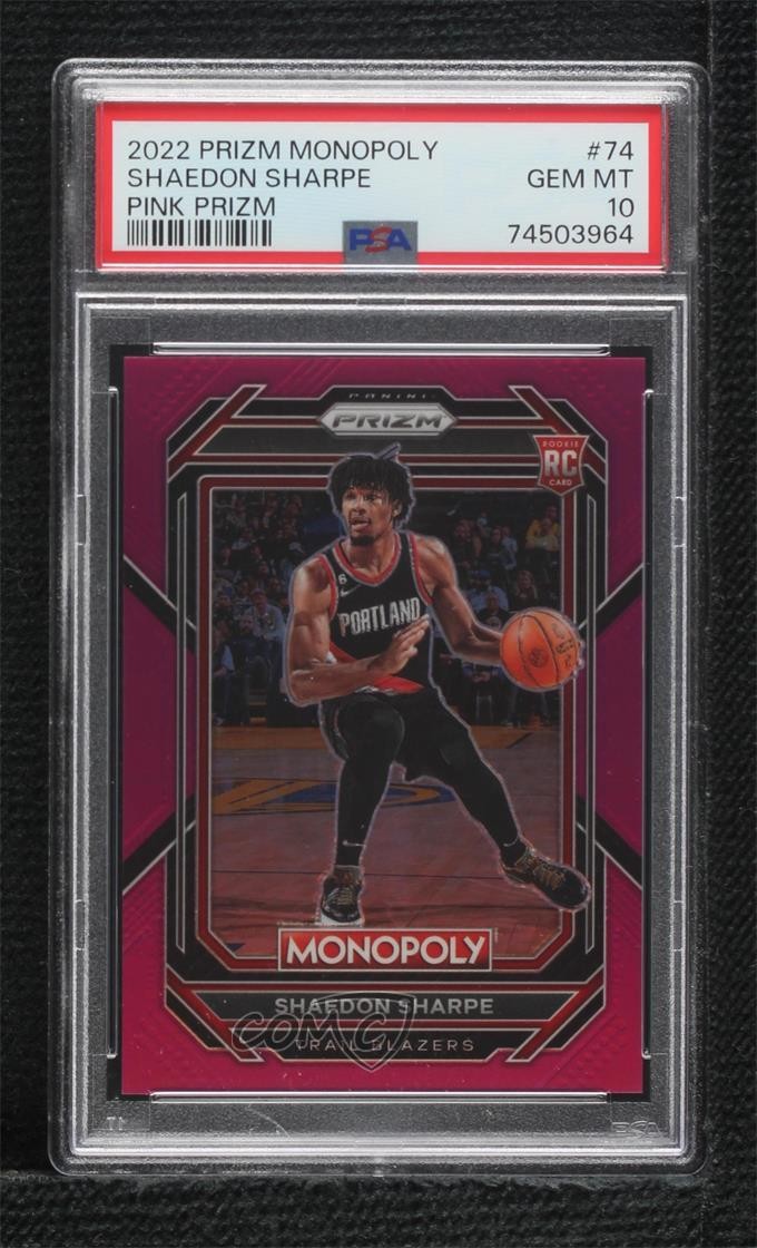 2022-23 Panini Prizm Monopoly Pink /149 Shaedon Sharpe #74 PSA 10 GEM MT v9t