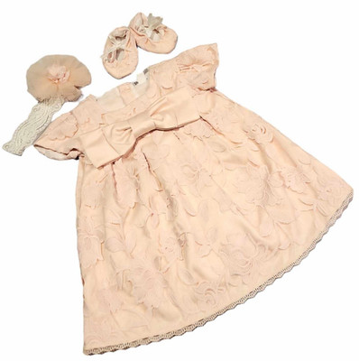Taufkleid Gr. 62 68 (3-6 Monate) Babykleid Taufe Party Kleid Stirnband Schuhe
