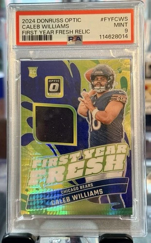 2024 PANINI DONRUSS OPTIC CALEB WILLIAMS RC FIRST YEAR FRESH RELIC #FYFCWS PSA 9