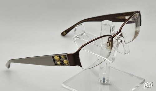 Bebe Brown Rectangular Eyeglass Frames Womens 51-17 Crystal Temple Cream