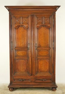 Vintage Wood Armoire Cabinet with Lock & Key