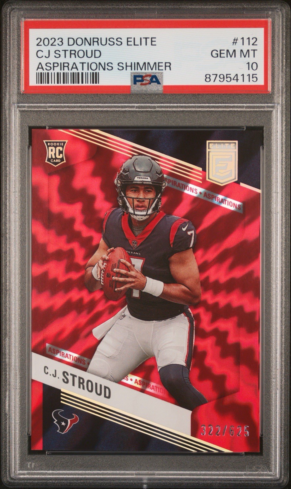 2023 DONRUSS ELITE CJ STROUD ASPIRATIONS SHIMMER /625 PSA 10 ROOKIE TEXANS