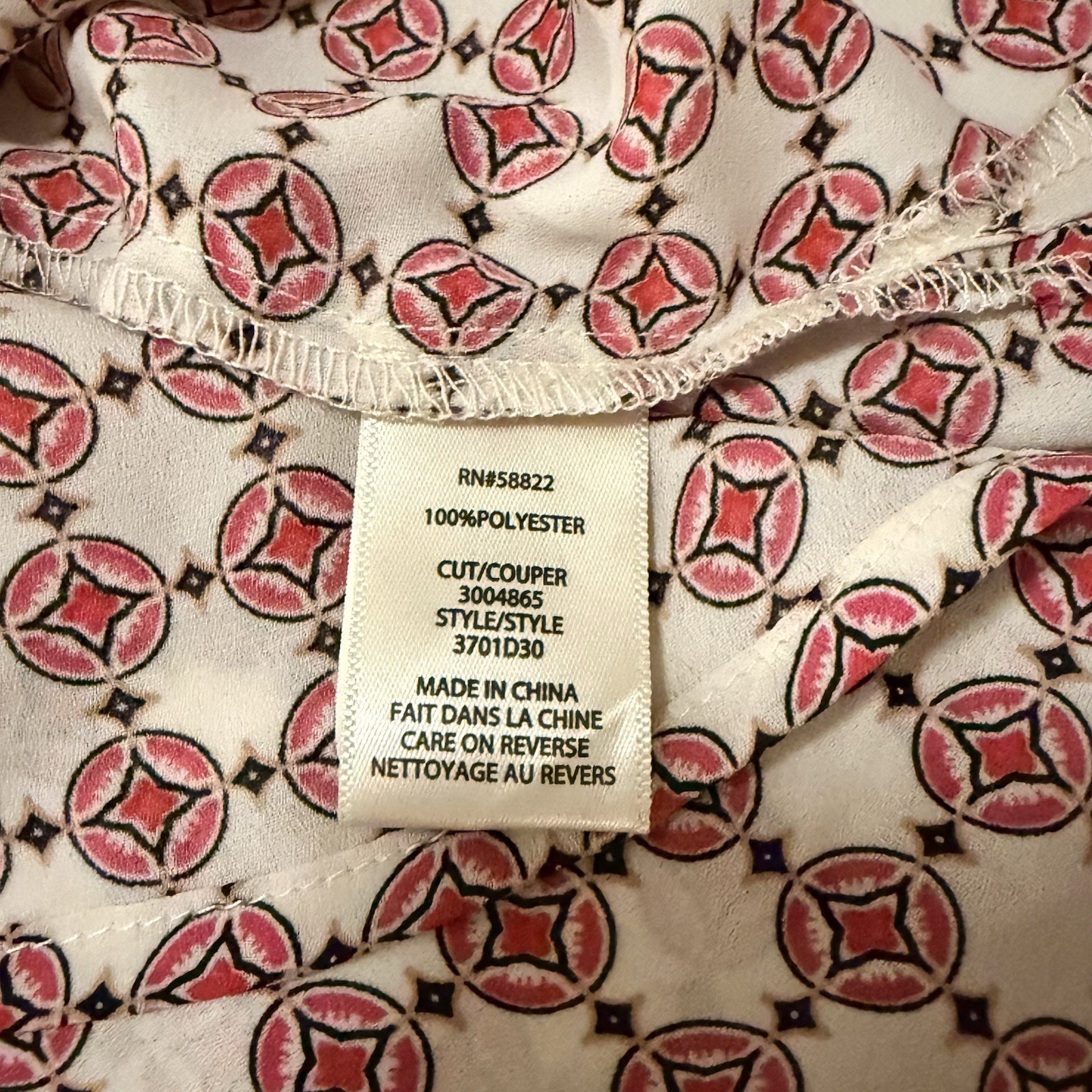 Max Studio Long Sleeve Button Up Blouse Pink Geom… - image 9