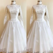 Vintage Wedding Dresses Long Sleeves 1960s Lacew White Ivory Corset Bridal Gowns