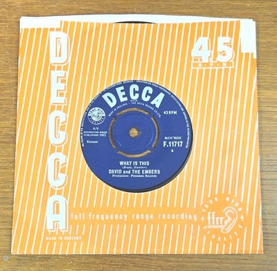 DAVID & THE EMBERS ''What Is This / Teddy Bear Special'' UK EX 1963 DECCA Pop 45
