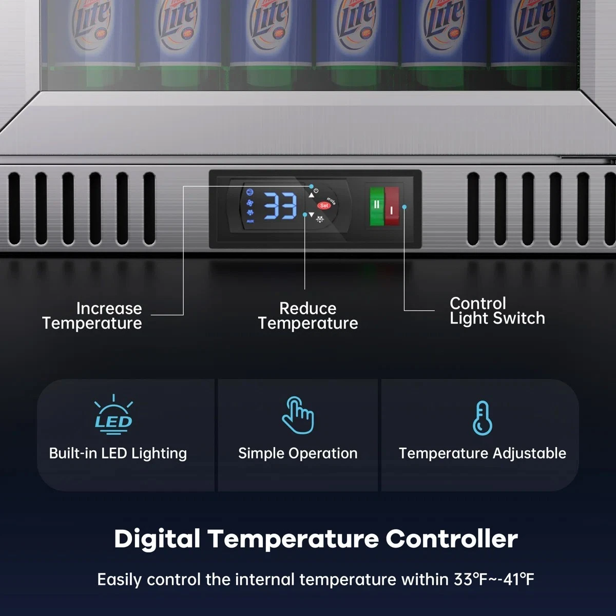 Commercial 3 Door 304 Stainless Under Bench Beer Back Bar Fridge Refrigerator - Picture 16 of 19