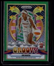 2025 Panini Prizm WNBA #15 Kiki Iriafen Groovy Prizms Green